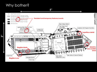 Why bother?5”Persistent and temporary features/eventsSuperflous detail3”Detail forinaccessibleareasIllegible labelsIllegible icons