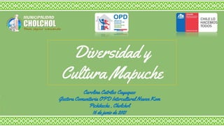 Carolina Catrileo Cayuqueo
Gestora Comunitaria OPD Intercultural Newen Kom
Pichikeche , Cholchol
16 de junio de 2021
Diversidad y
Cultura Mapuche
 