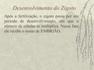 TIPOS DE FERTILIZAÇÃOFERTILIZAÇÃO INTERNA:    ocorre quando os espermatozóides são depositados pelo macho no interior do corpo da fêmea.