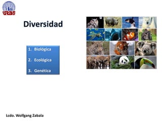 1. Biológica
2. Ecológica
3. Genética
Lcdo. Wolfgang Zabala
 