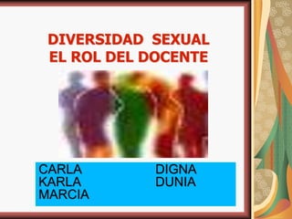 DIVERSIDAD SEXUAL
EL ROL DEL DOCENTE
CARLA DIGNA
KARLA DUNIA
MARCIA
 