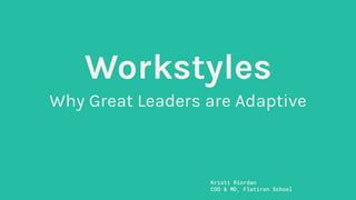 Workstyles
Why Great Leaders are Adaptive
1
Kristi Riordan
COO & MD, Flatiron School
 