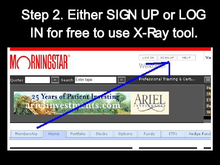 Diversifying Investments X Ray Tool On Morning Star