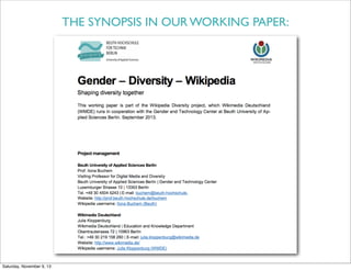 THE SYNOPSIS IN OUR WORKING PAPER:

Saturday, November 9, 13

 