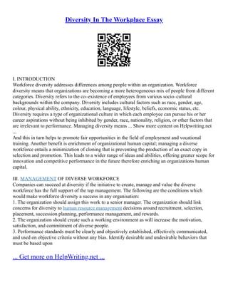 Diversity And Inclusion Of An Organization | PDF