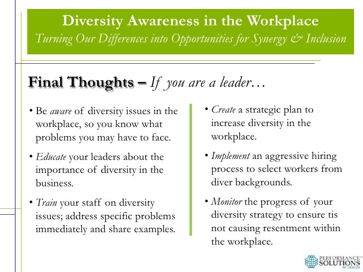 Diversity in the workplace business plan
