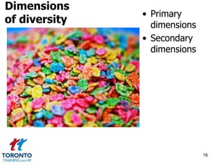 • Primary 
dimensions 
• Secondary 
dimensions 
16 
Dimensions 
of diversity 
 