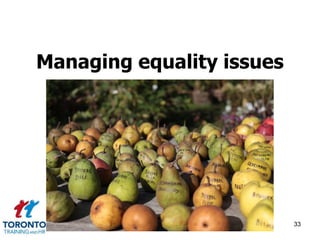 Managing equality issues 
33 
 