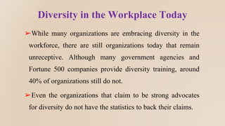 Diversity in the Workplace Today
Marques states “It becomes apparent, however, when studying
the background of these appea...