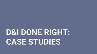 D&I DONE RIGHT:
CASE STUDIES
 