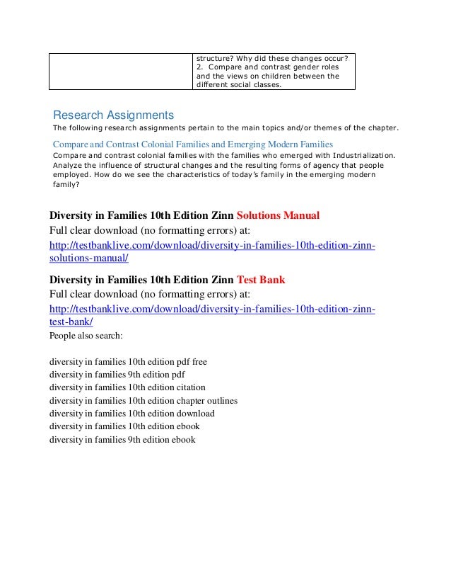 Diversity In Families 10th Edition Zinn Solutions Manual