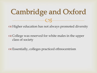 Diversity in higher education | PPTX