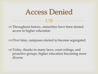 Diversity in higher education | PPTX
