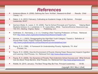 References
   Anderson-Moore, K. (2006). Defining the Term “At-Risk”, Research-to Brief     Results. Child
    Trends, 1-...