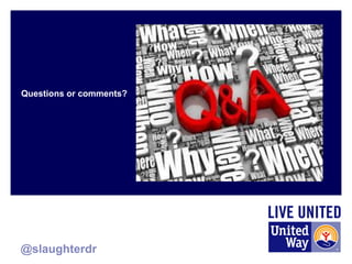 Questions or comments?
@slaughterdr
 