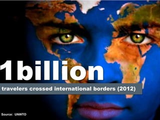 travelers crossed international borders (2012)
1billion
Source: UNWTO
 