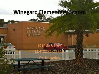 Winegard Elementary School




        Joshua Carey
       EDF 2085-23819
         Dr. Knowles
 