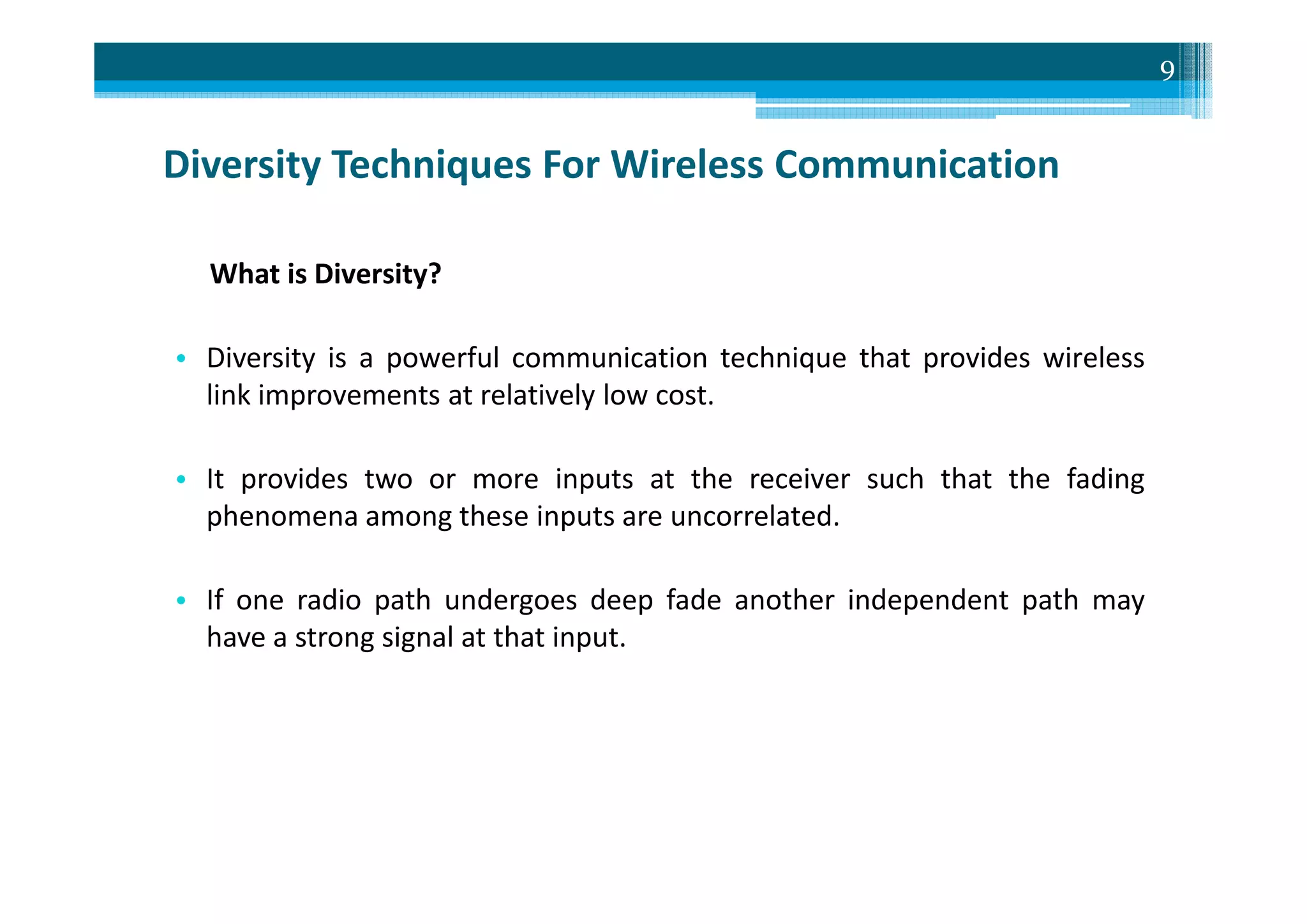 Diversity Techniques in Wireless Communication | PDF