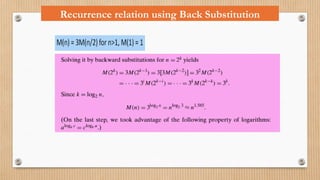 Recurrence relation using Back Substitution
 