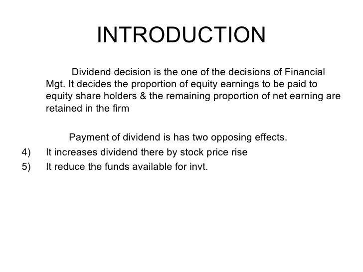 Dividend decisions
