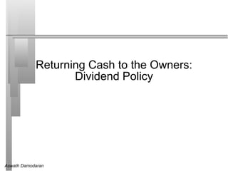 Returning Cash to the Owners: Dividend Policy 