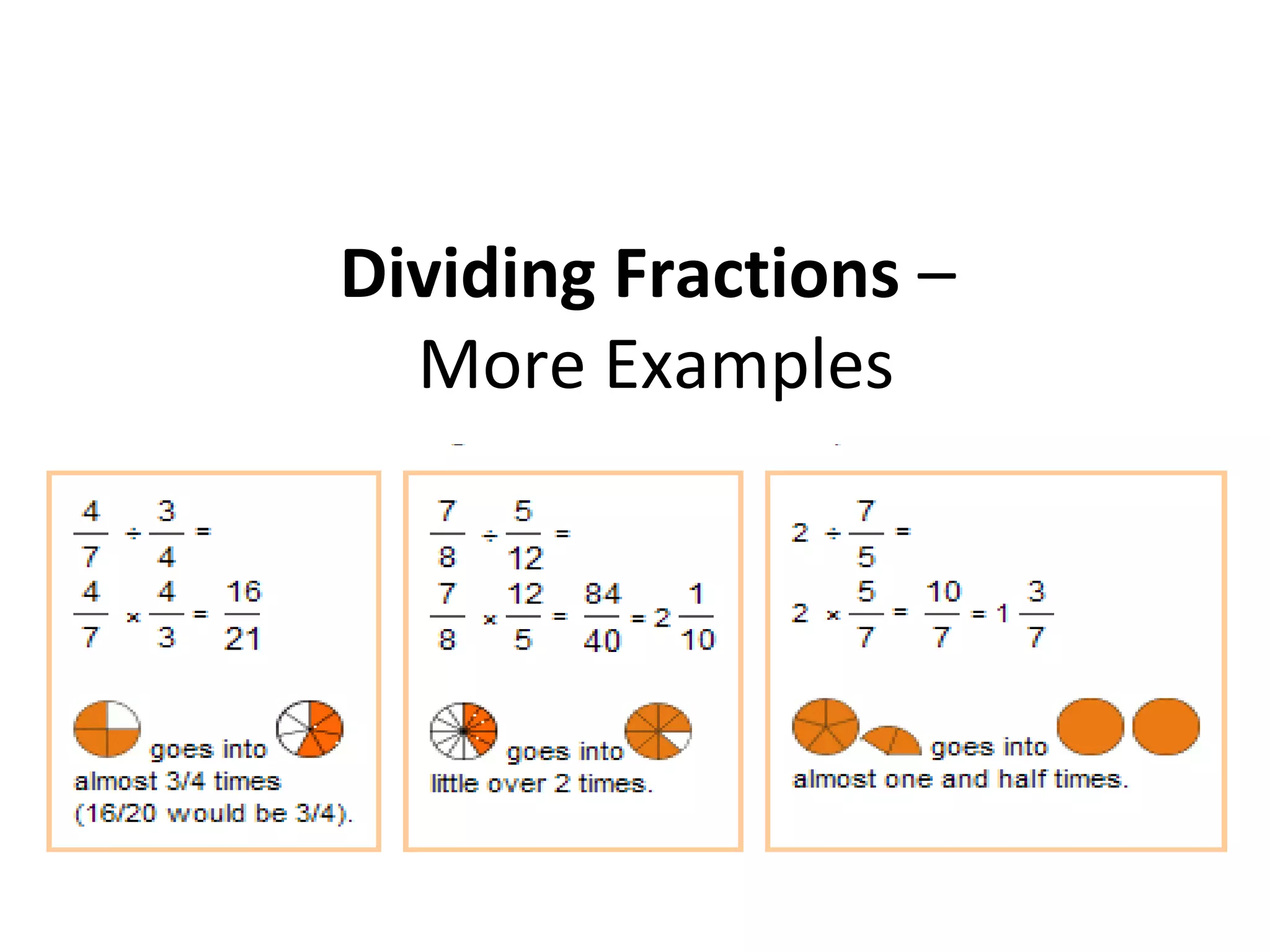 Dividing Fractions –
More Examples
 