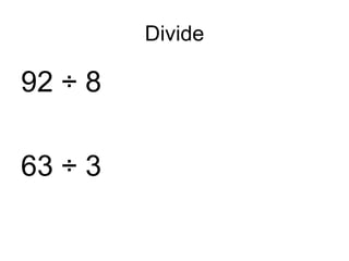 Dividing By 1 Digit Divisors | PPT
