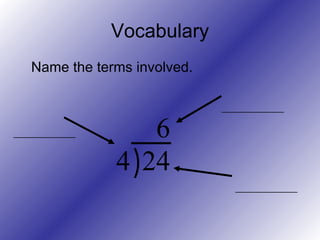 Vocabulary Name the terms involved. ______________ ______________ ______________ 