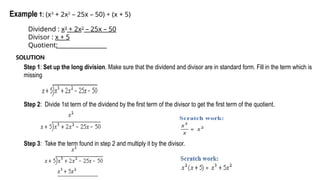 DIVIDING POLYNOMIALS using long division method | PPTX