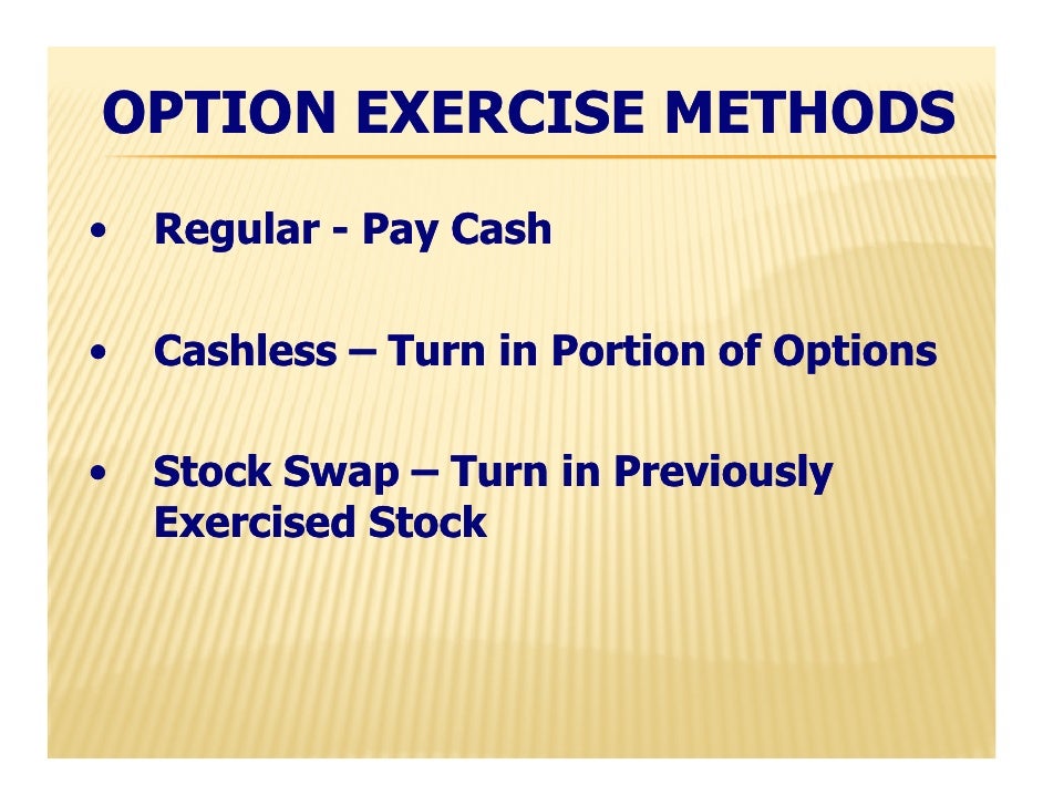 cashless exercise of stock options private company