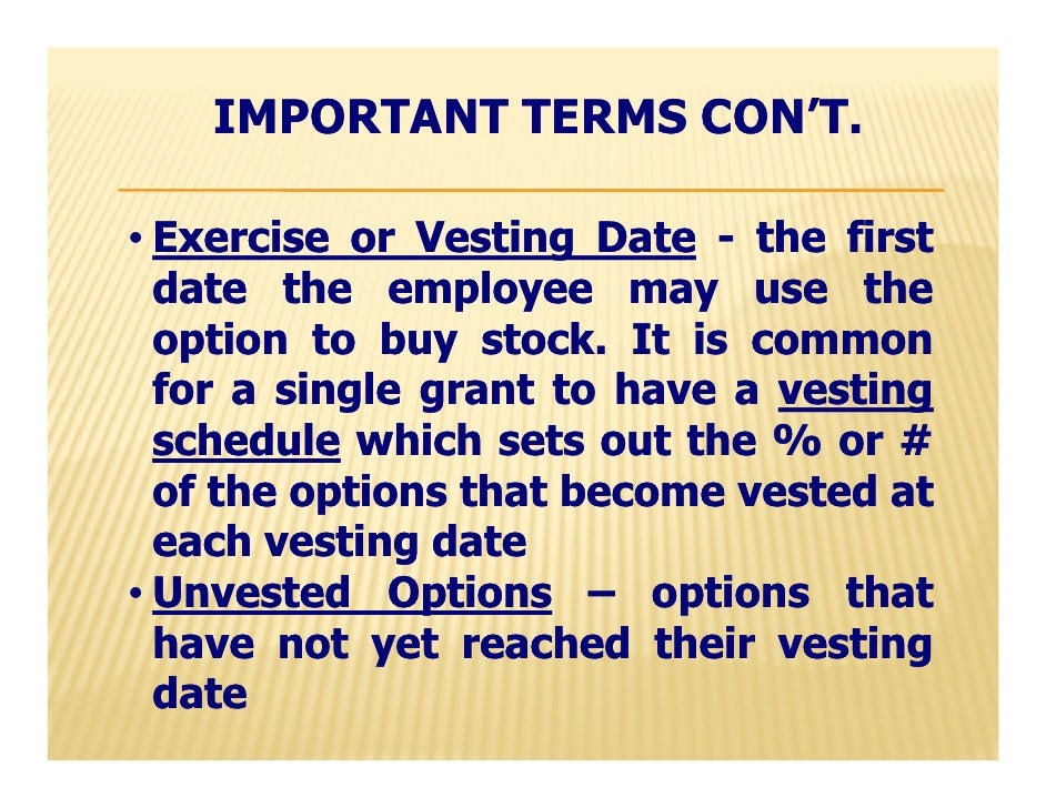 Difference Between “Vested” and “Unvested” Stock Options