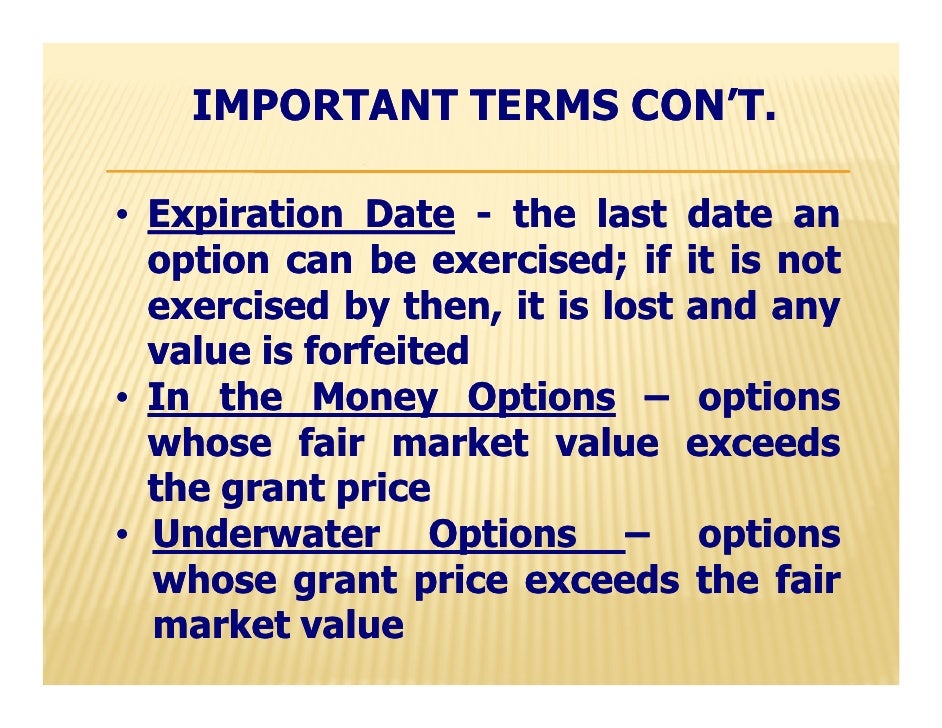 Stock options vocabulary