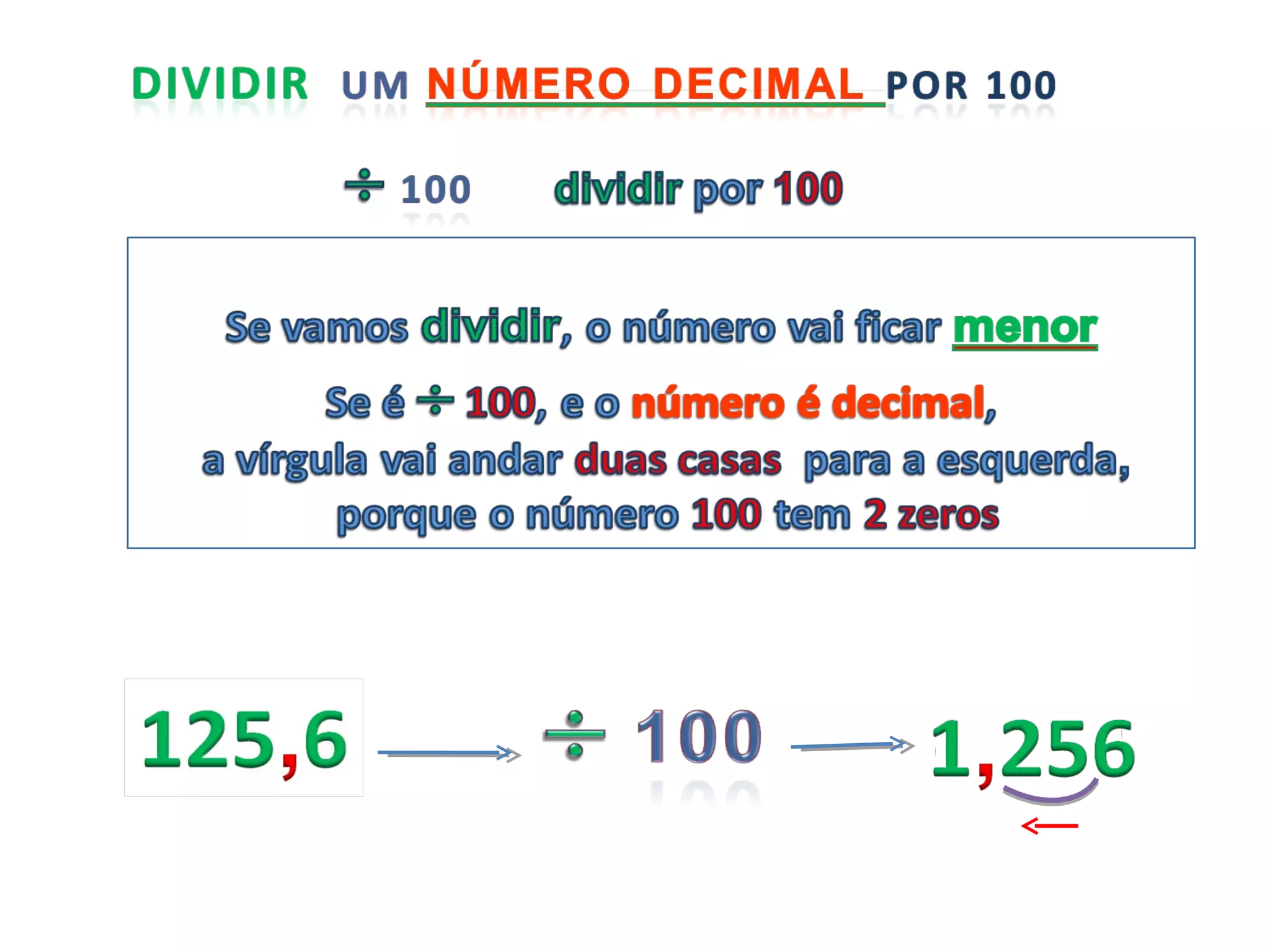 Dividir numeros inteiros e nmeros decimais por 10   100 - 1000