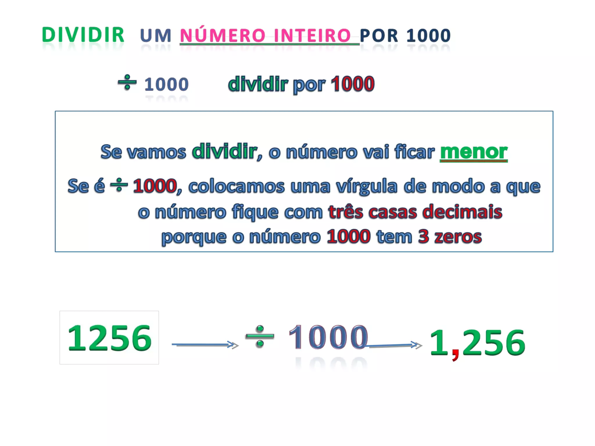 Dividir numeros inteiros e nmeros decimais por 10   100 - 1000