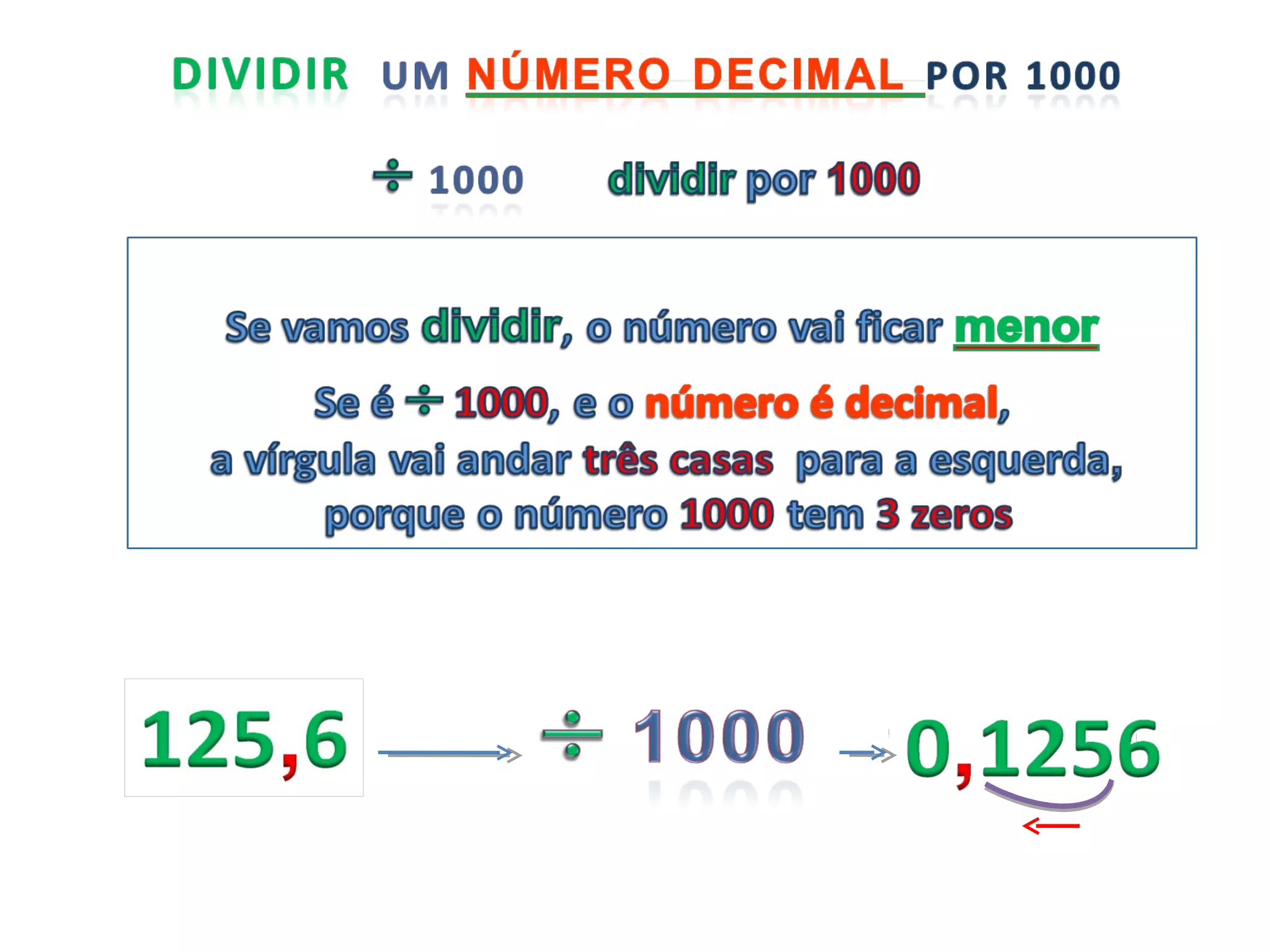 Dividir numeros inteiros e nmeros decimais por 10   100 - 1000