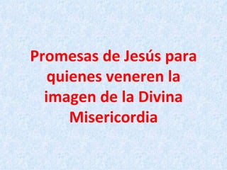 Promesas de Jesús para quienes veneren la imagen de la Divina Misericordia 