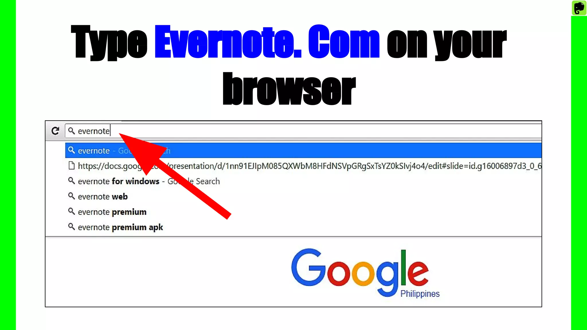 Type Evernote. Com on your
browser
 