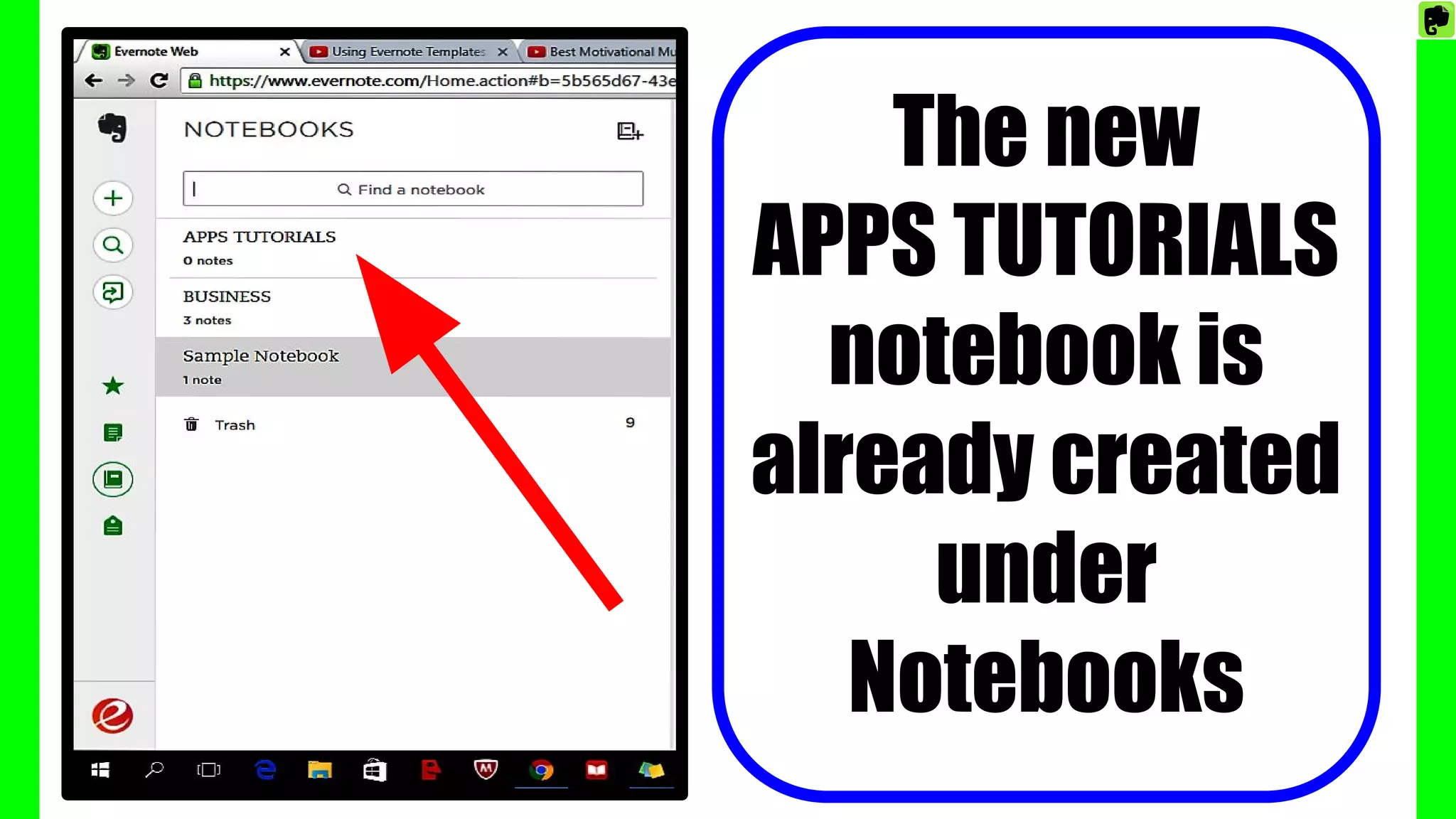 The new
APPS TUTORIALS
notebook is
already created
under
Notebooks
 
