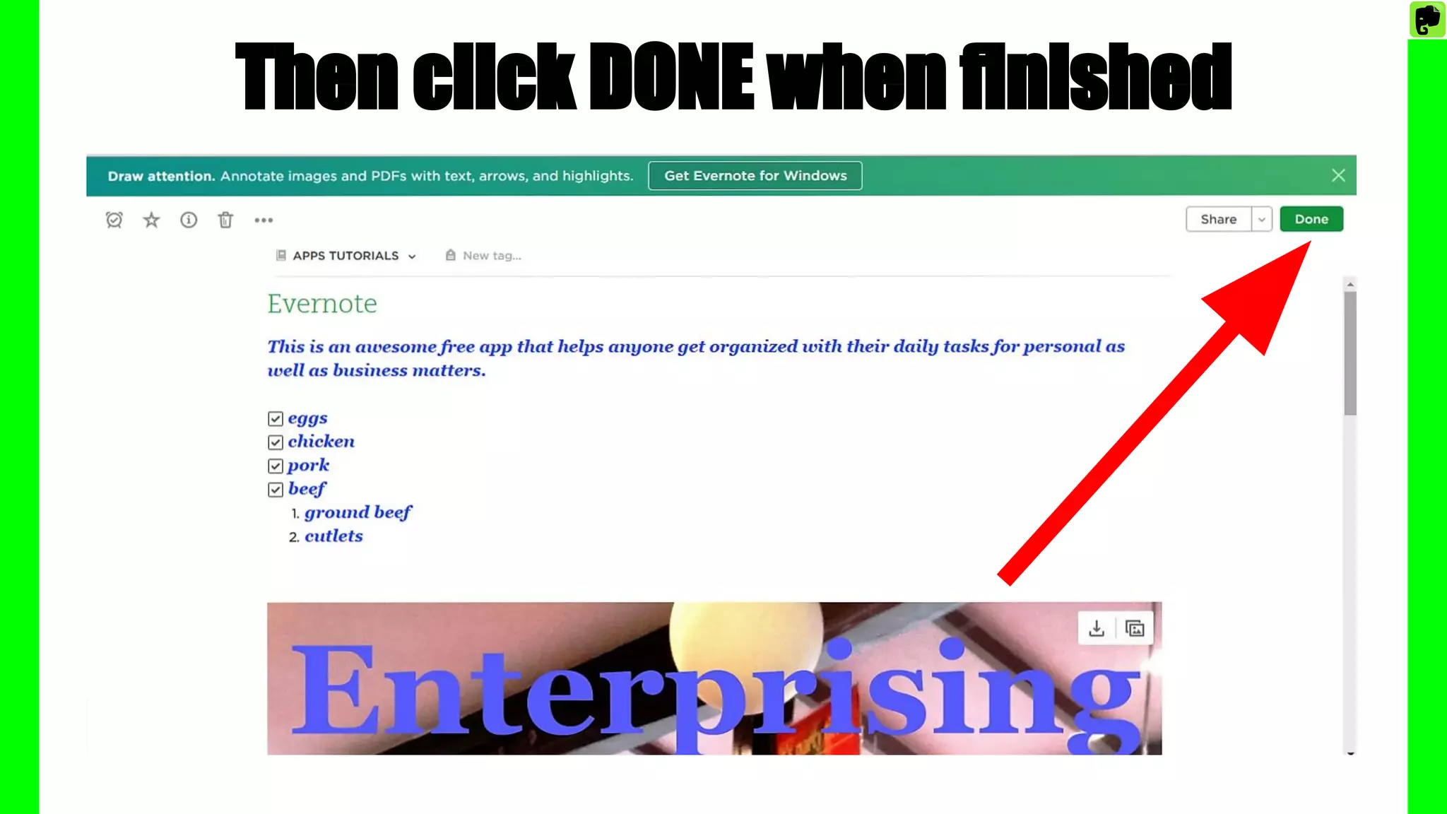 Then click DONE when finished
 