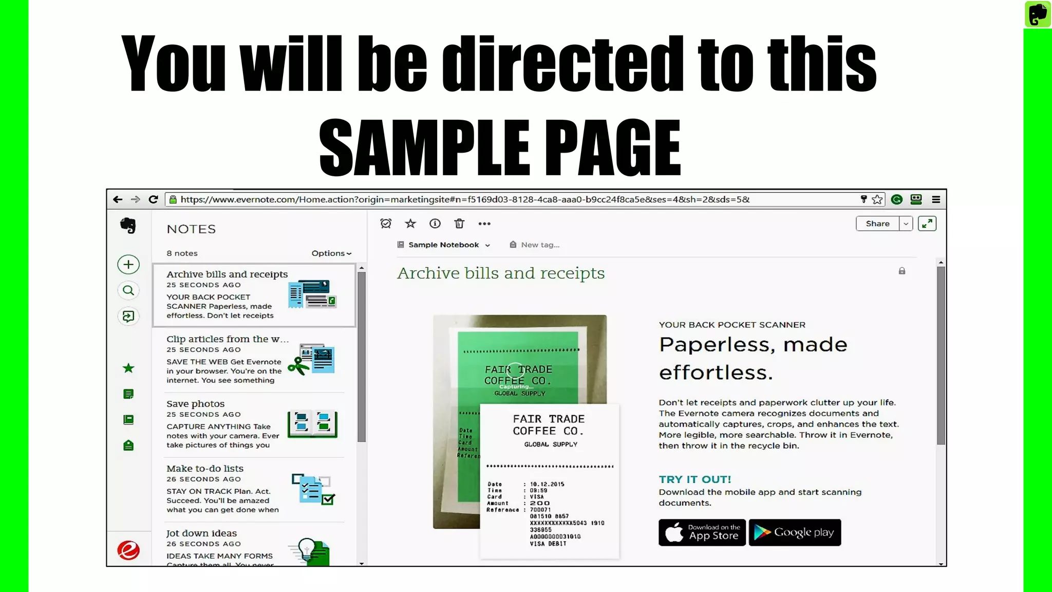 You will be directed to this
SAMPLE PAGE
 