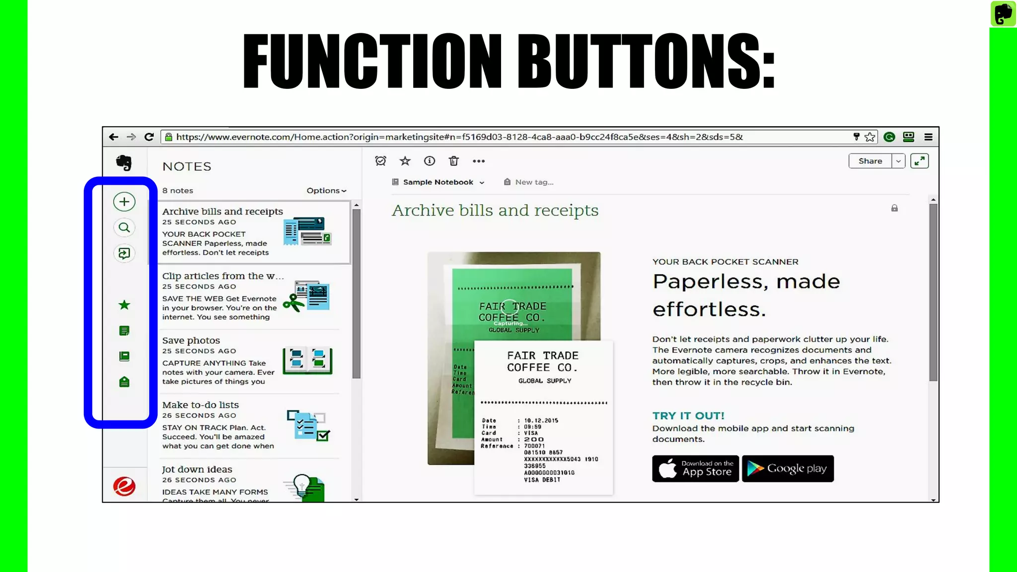 FUNCTION BUTTONS:
 