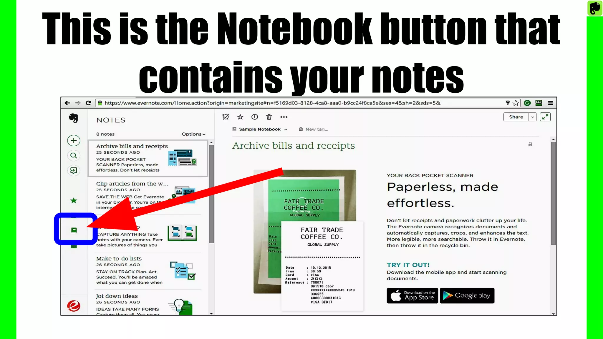 This is the Notebook button that
contains your notes
 