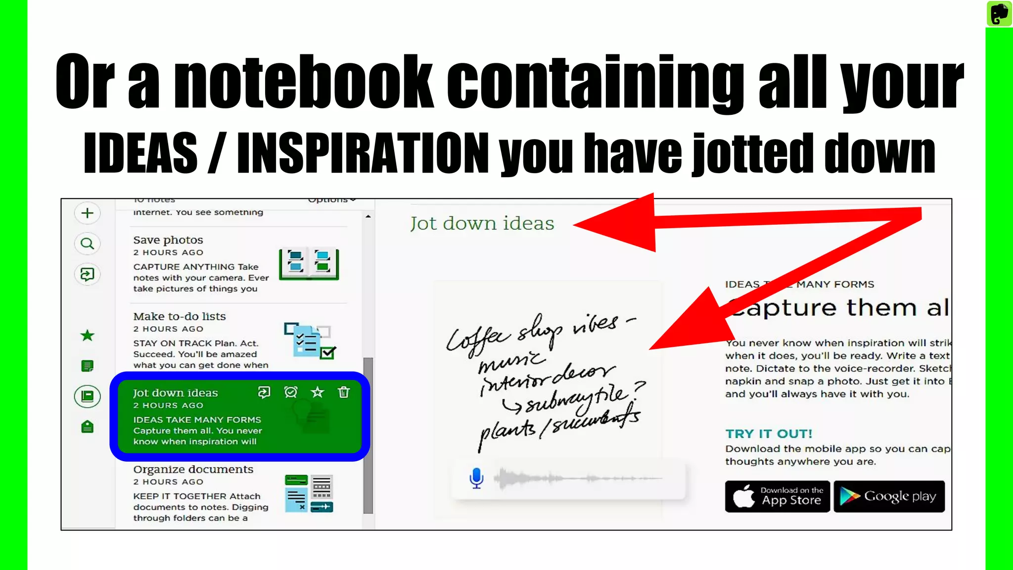 Or a notebook containing all your
IDEAS / INSPIRATION you have jotted down
 