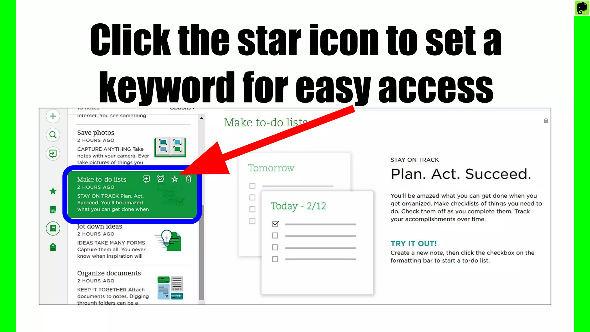 Click the star icon to set a
keyword for easy access
 