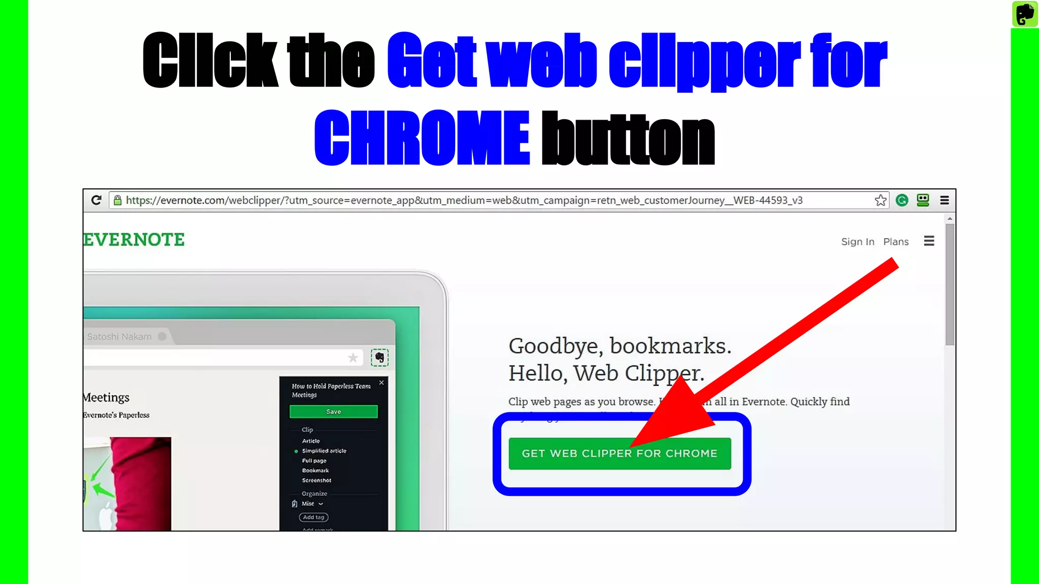Click the Get web clipper for
CHROME button
 