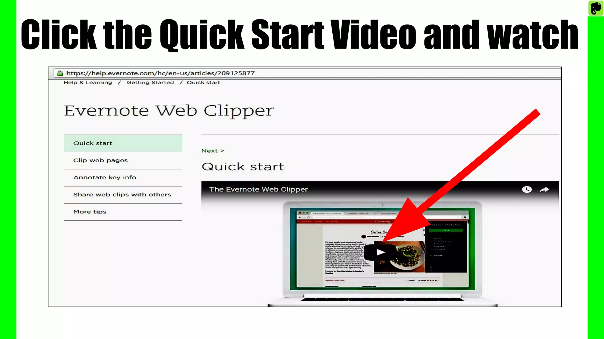 Click the Quick Start Video and watch
 