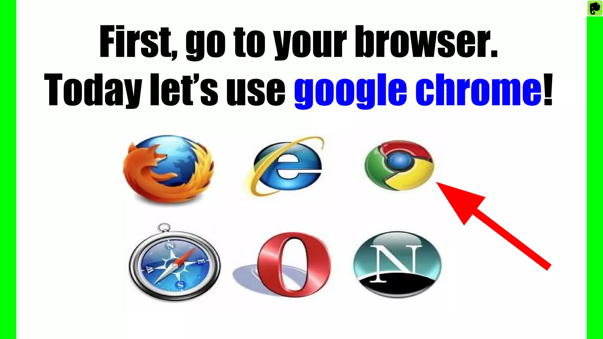 First, go to your browser.
Today let’s use google chrome!
 