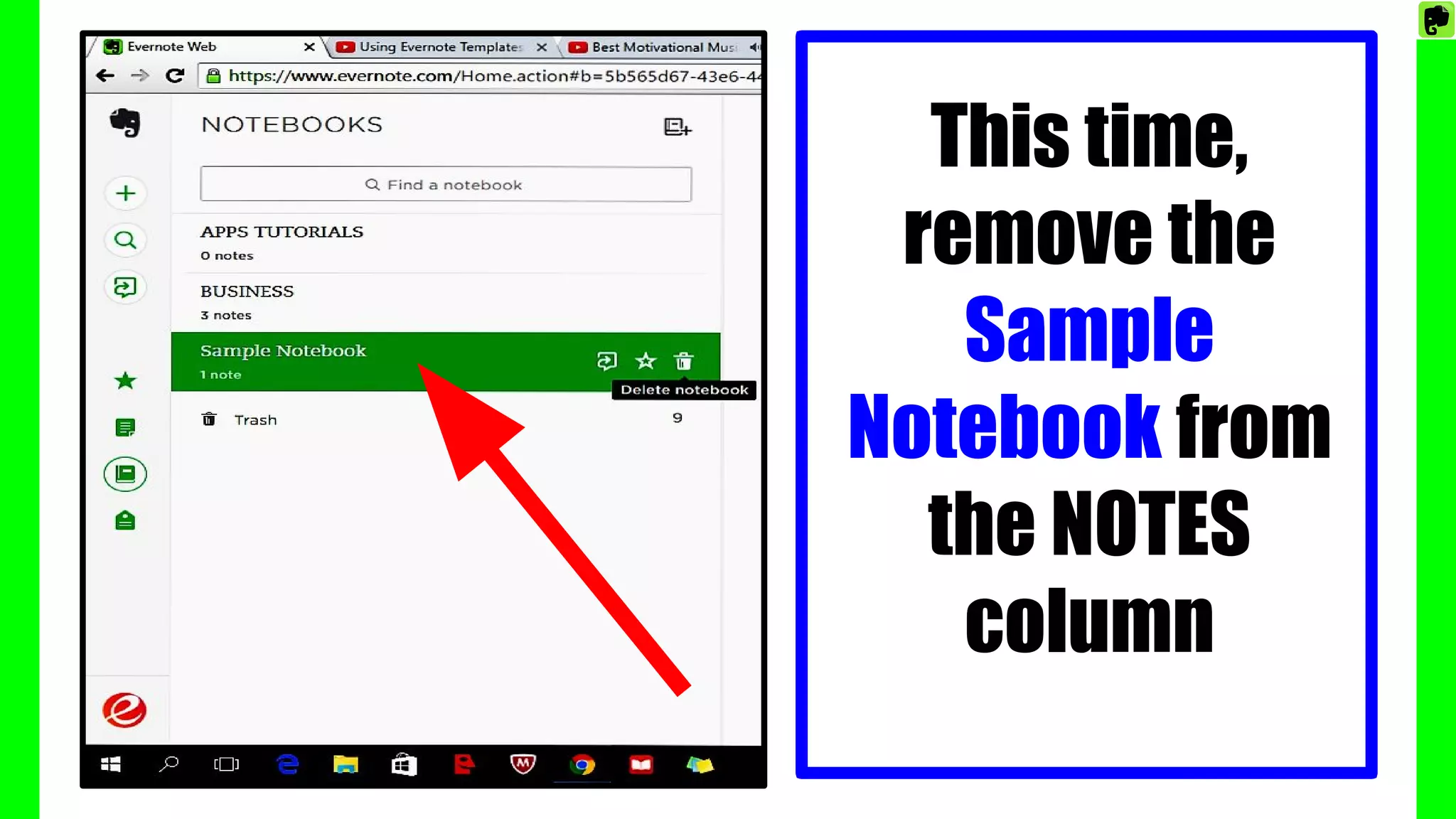 This time,
remove the
Sample
Notebook from
the NOTES
column
 