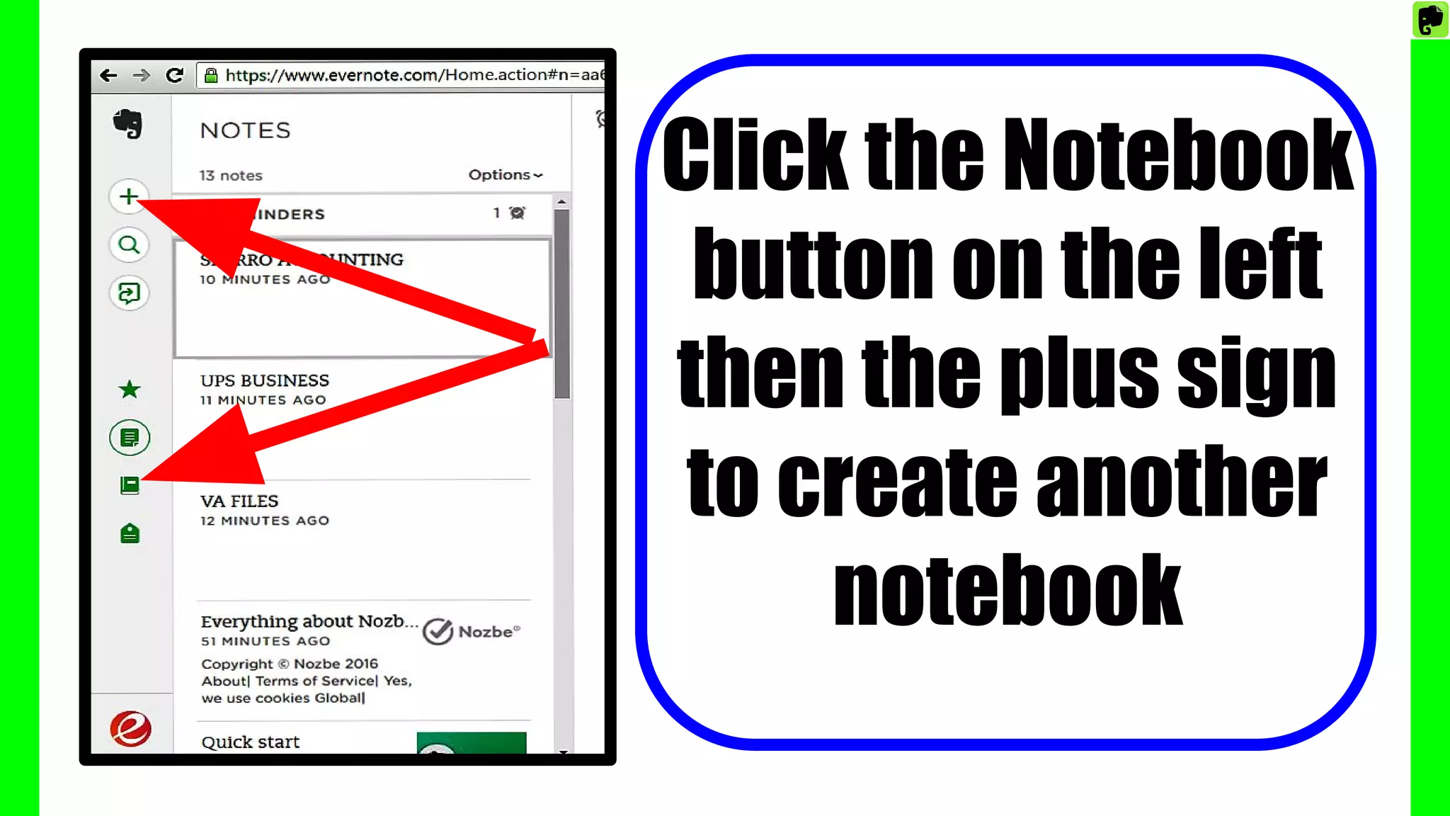Click the Notebook
button on the left
then the plus sign
to create another
notebook
 