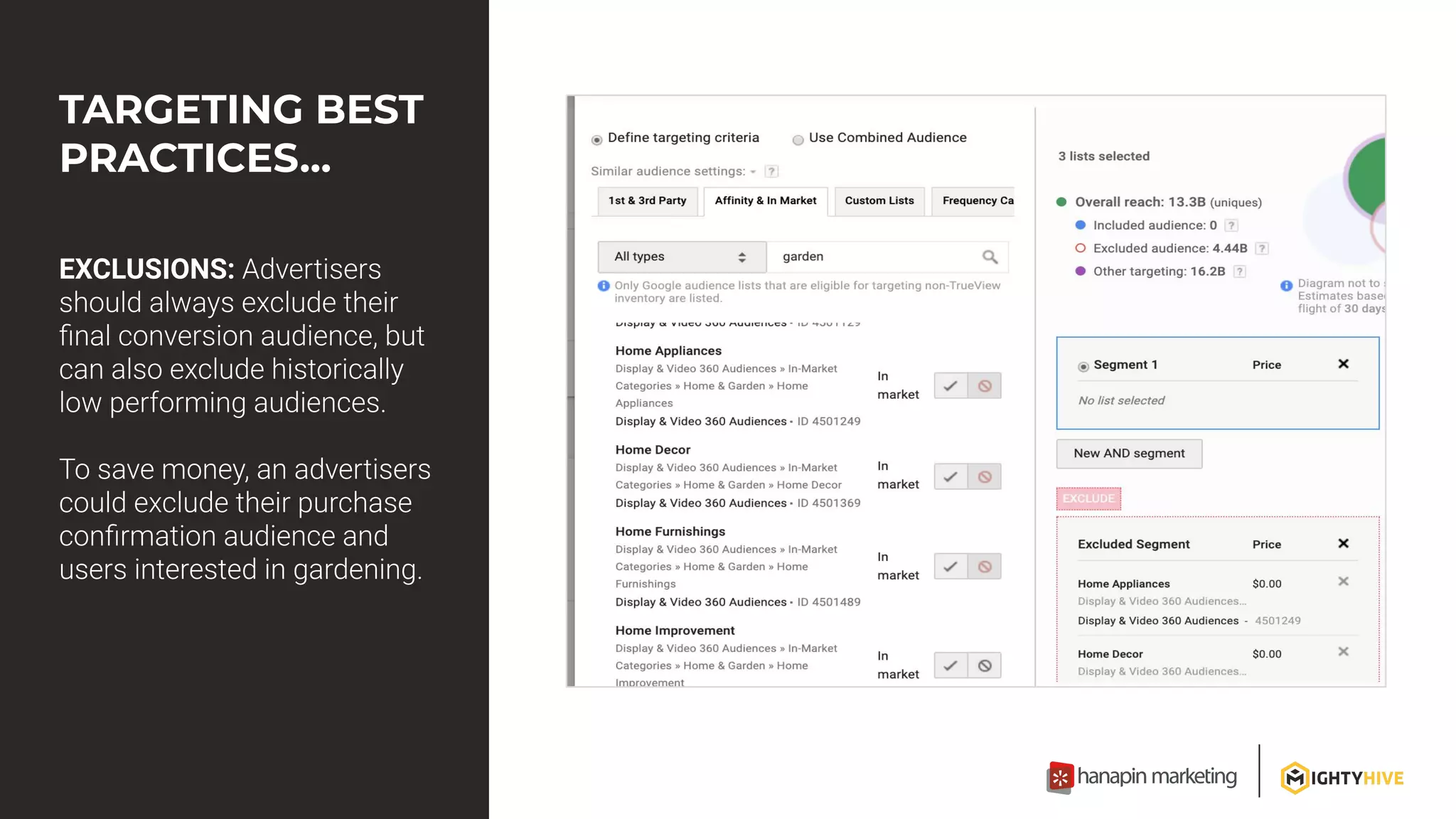 EXCLUSIONS:
TARGETING BEST
PRACTICES...
 